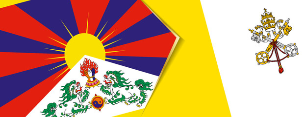 Tibet and Vatican City flags, two vector flags.