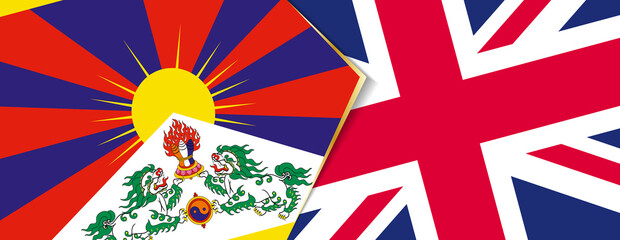 Tibet and United Kingdom flags, two vector flags.