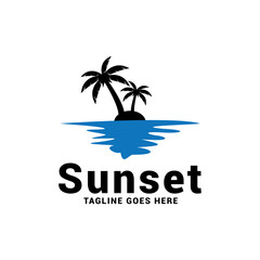 Sunset logo vector template.