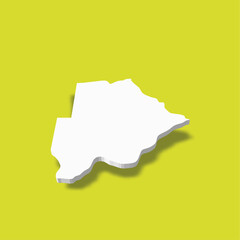 Botswana - white 3D silhouette map of country area with dropped shadow on green background. Simple flat vector illustration