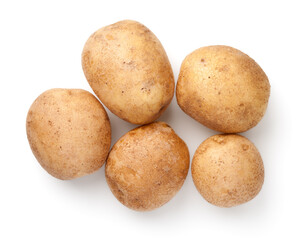 Fototapeta na wymiar Group Of Raw Potatoes Isolated On White