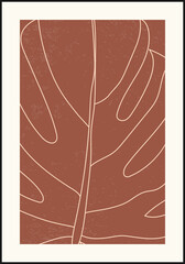 Minimalist botanical leaf abstract collage poster