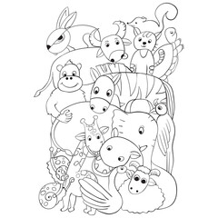 coloring book of various types of animals