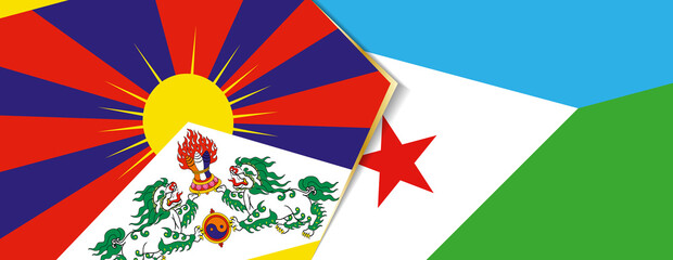 Tibet and Djibouti flags, two vector flags.