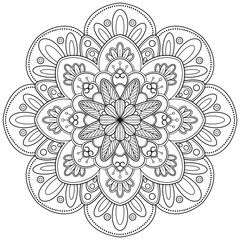 abstract floral background mandala Coloring book. design wallpaper. tile pattern. paint shirt, greeting card, sticker, lace pattern and tattoo. decoration interior design. hand drawn illustration.  
