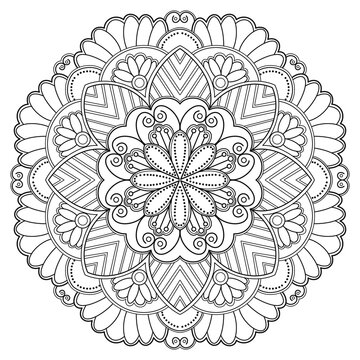 lace pattern mandala Coloring book. design wallpaper. tile pattern. paint shirt, greeting card, sticker, lace pattern and tattoo. decoration interior design. hand drawn illustration. white background