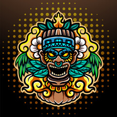 Tiki mask mascot. esport logo design