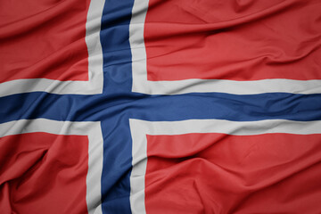 waving colorful national flag of norway.