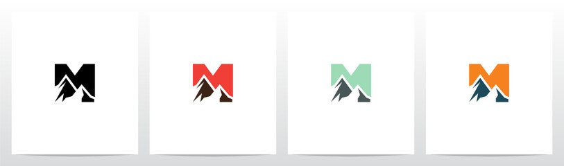 Mountain On Letter Logo Design M