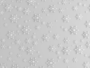 Merry Christmas white Paper snow flake. Happy New Year. Winter snowflakes background. Holidays. Blue background. 3d illustration