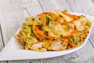 Pickled cabbage salad with herbs