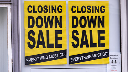 Shop closing down sale during pandemic and lockdown