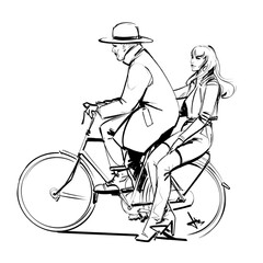 Young couple together on a bike