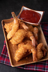 fried shrimps or prawns with sauce
