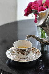 tea or a cup of tea and kettle