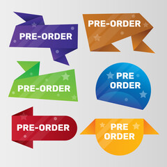 Pre-order badges or ribbon banners. - Vector.