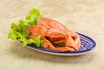 Two pink salmon fish steak