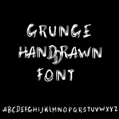Simple pen alphabet. Modern grunge font. Vector illustration.