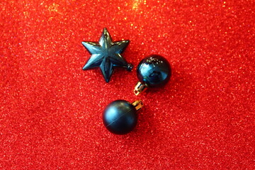 Christmas decoration on bright red background