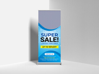 Winter or Seasonal Sale Roll Up Banner Template Design for any Business Service