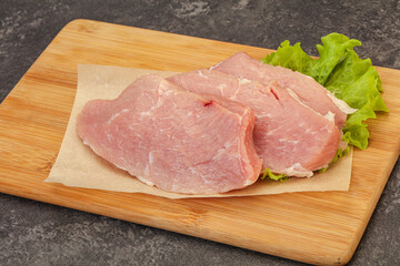 Raw pork steak for cooking