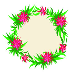 Abstract background of red flowers and leaves of cactus