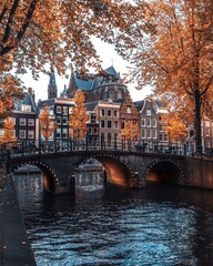 Naklejka premium Autumn Vibes in Amsterdam City - Holland