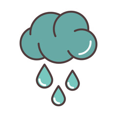 weather cloud rain drops season line and fill style