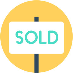 
Sold Sign Board Flat Vector Icon
