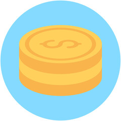 
Coins Stack Flat Vector Icon
