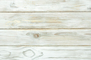 Fototapeta premium white vintage wood background of scuffed horizontal planks boards