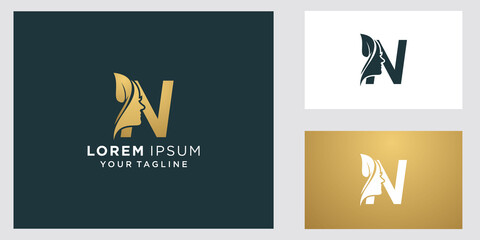 Letter n with luxury natural feminine beauty logo template 