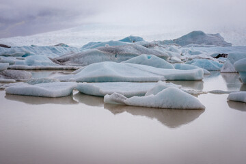 Glacial lake Fjallsarlon in southeaster region of Iceland