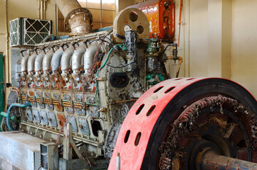 Decrepit diesel engine electric generator