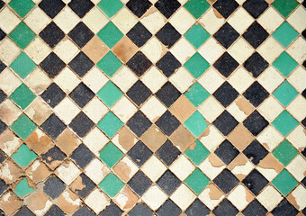 Mosaico árabe. Alicatados en la Alcazaba de Málaga, capital de la Costa del Sol, Andalucía, España