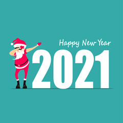 Happy New Year! Santa Claus dancing dab move. Greeting card 2020.   vector illustration