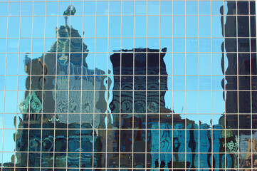 Distorted reflection of downtown Toronto towers