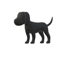 3D illustration of black dog on white background.