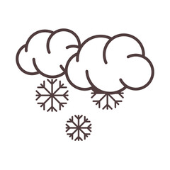 weather winter clouds and snowflakes snow season cold line icon style