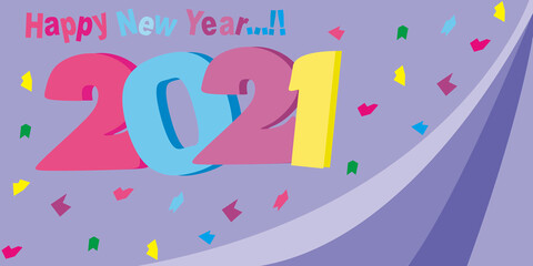 illustation of happy new year 2021 are colorfull