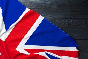 Flag of United Kingdom on wooden background