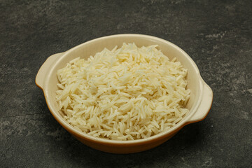 Steamed basmati rice in the bowl