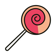 candy in stick spiral sweeet celebration party, line and fill style