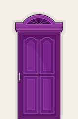 Arched Purple Door as Building Entrance Exterior Vector Illustration