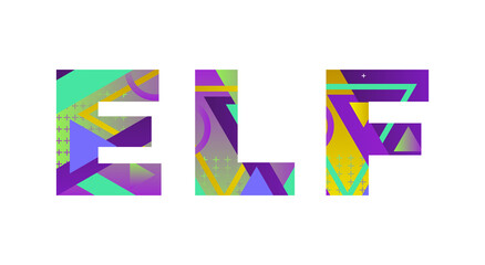 Elf Concept Retro Colorful Word Art Illustration