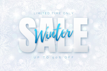 Winter sale light snowy banner
