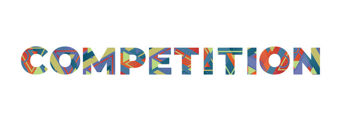 Competition Concept Retro Colorful Word Art Illustration