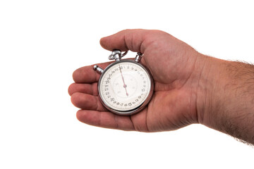 hand with stopwatch isolated