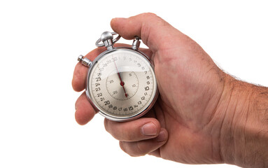 hand with stopwatch isolated