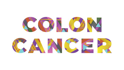 Colon Cancer Concept Retro Colorful Word Art Illustration